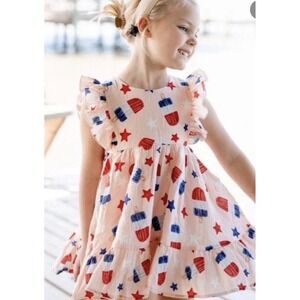 Cheeky Plum Girls Dress Bomb Pop Popsicle Size 8 4th of July Summer EXCELLENT
